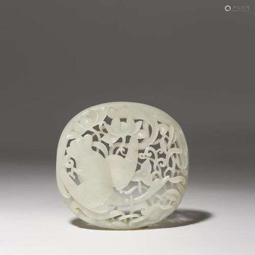 PLAQUE D'OIE EN JADE BLANC CHINOIS DYNASTIE YUAN/MING La pla...