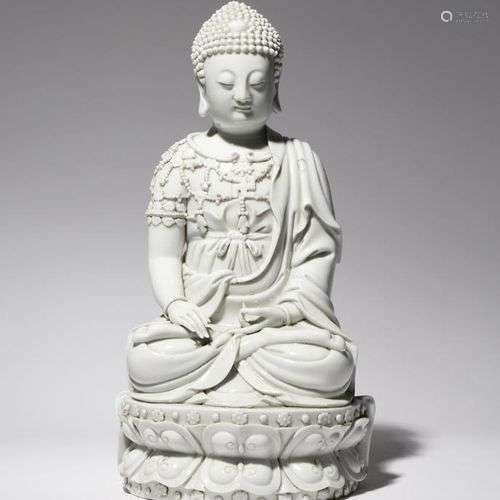 FIGURE CHINOISE EN BLANC DE CHINE DE BOUDDHA 18e/19e SIÈCLE ...