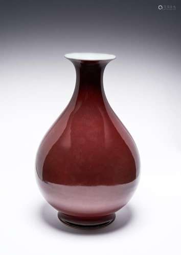 VASE CHINOIS EN FORME DE POIRE, GLAÇÉ EN CUIVRE-ROUGE, YUHUC...