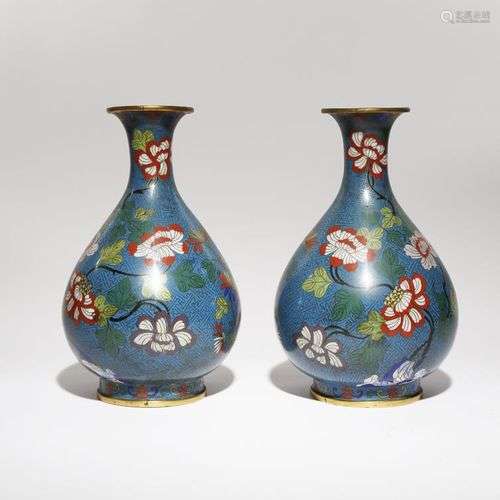 Paire de vases chinois en forme de poire, YUHUCHUNPING 19e S...