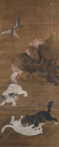 CHEN SHU (DYNASTIE QING) CATS AT PLAY Peinture chinoise, enc...