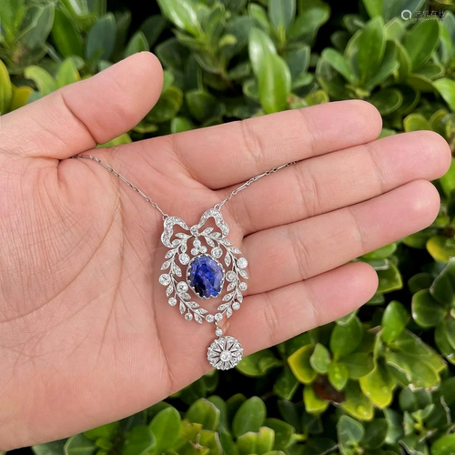 GIA Ceylon Sapphire Pendant Necklace