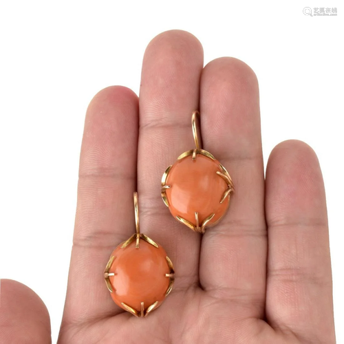 Coral and 18K Earrings