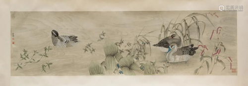 A PAINTING OF WILD DUCKS IN POND, JIANG HONGWEI