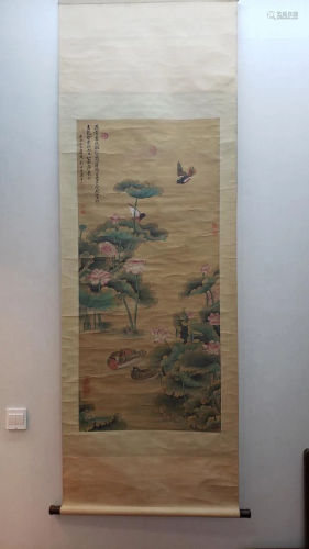 A CHINESE PAINTING OF LOTUS POND, YUN SHOUPING
