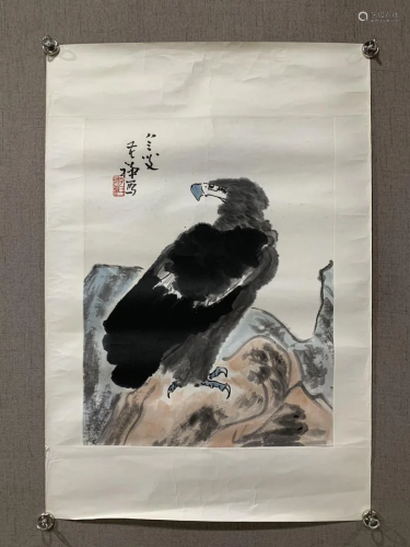 A CHINESE PAINTING OF PERCHED VULTURE, LI KUCHAN