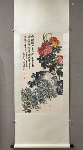 A CHINESE PAINTING OF FLOWERS, WU CHANGSHUO