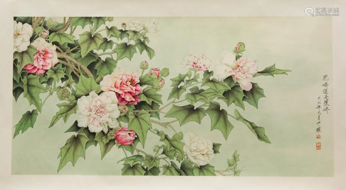 A CHINESE PAINTING OF FLOWERS, ZHOU ZHONGYAO