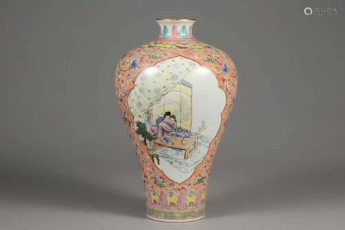 A FAMILLE ROSE OPEN FACE 'FIGURES' MEIPING VASE