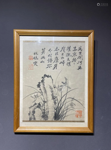 AN INK PAINTING OF ORCHID AND STONE, ZHENG BANQIAO