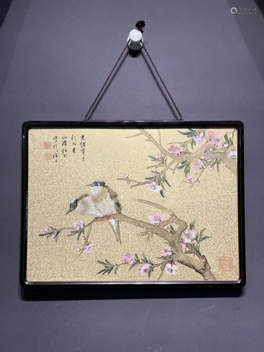 A CHINESE PAINTING OF BIRD AND FLOWERS, REN BONIAN