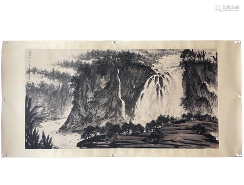 A CHINESE INK PAINTING OF WATERFALL, FU BAOSHI