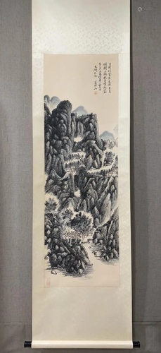 A CHINESE PAINTING OF MOUNTAIN VIEW, HUANG BINHONG