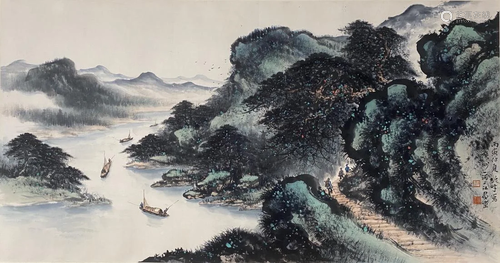 A CHINESE PAINTING OF LANDSCAPE, LI XIONGCAI