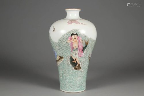 A CHINESE 'FIGURES AND WAVES' MEIPING VASE