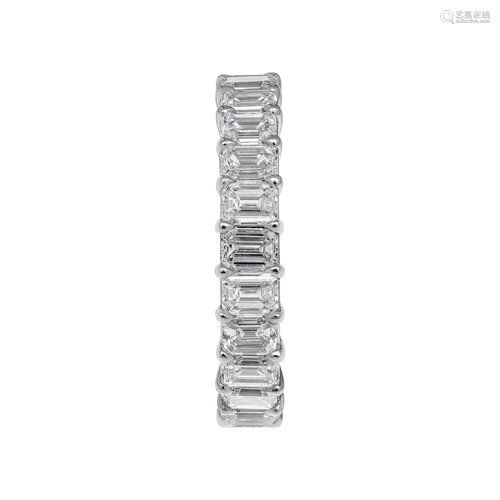 Emerald Cut Anniversary Band in Platinum 3.43 Carat