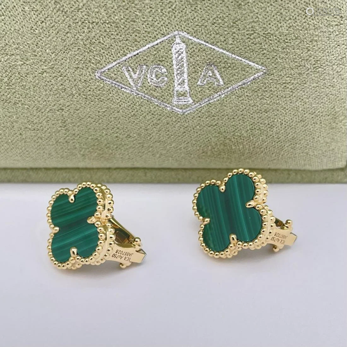 Van Cleef & Arpels Alhambra Malachite Earrings