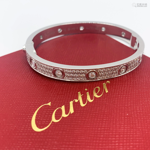 Cartier Love Bracelet 18K White Gold with Pave Diamond