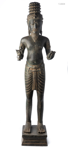 19th Century Khmer Style Standing Bronze Shiva