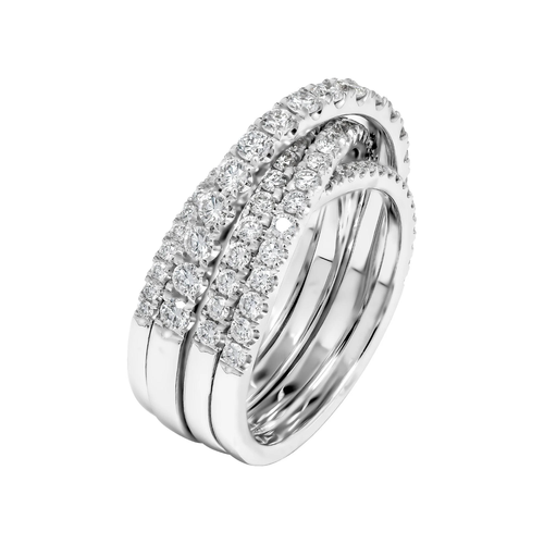 8K White Gold Diamond Overlap Cocktail Ring