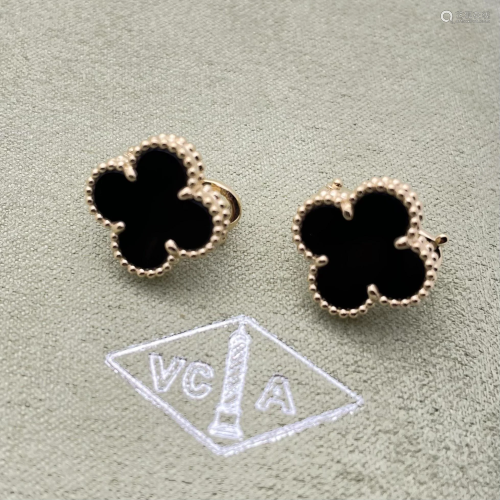 Van Cleef & Arpels Alhambra Onyx Earrings
