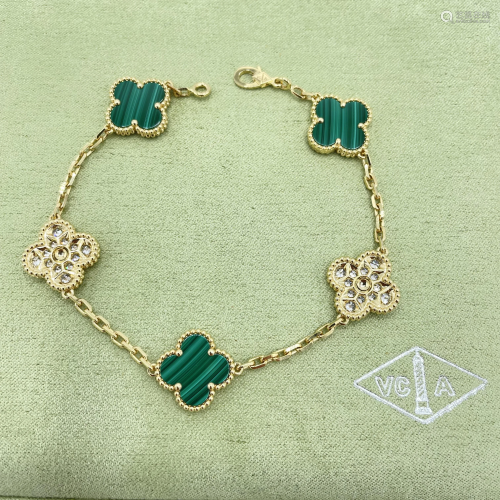 Van Cleef & Arpels Alhambra Malachite Diamond Bracelet