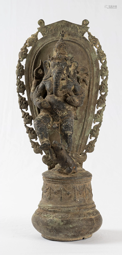 Antique Javanese Style Bronze Seated Four Arm Ganesha