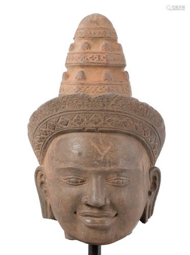 Antique Baphuon Style Sandstone Vishnu Head - Protector