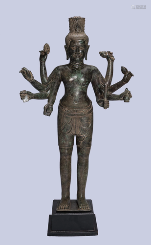 Antique Khmer Style Standing Bronze Bayon Style