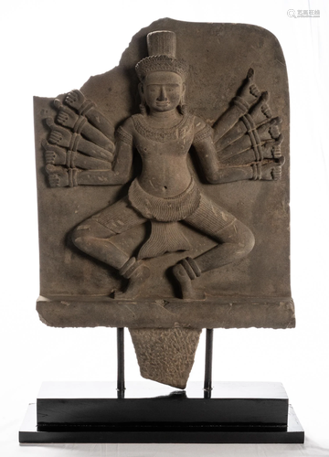 Antique Bayon Style Bodhisattva Avalokiteshvara Stone