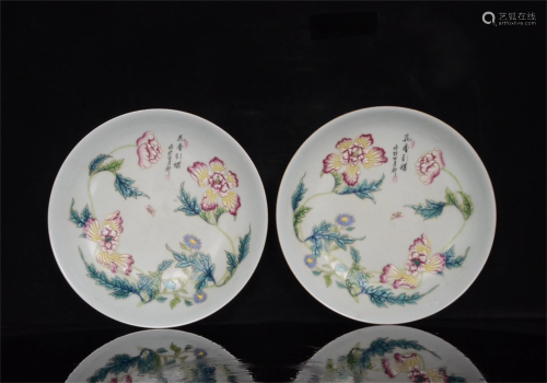 A Pair of Chinese Enamel Glazed Porcelain Plates
