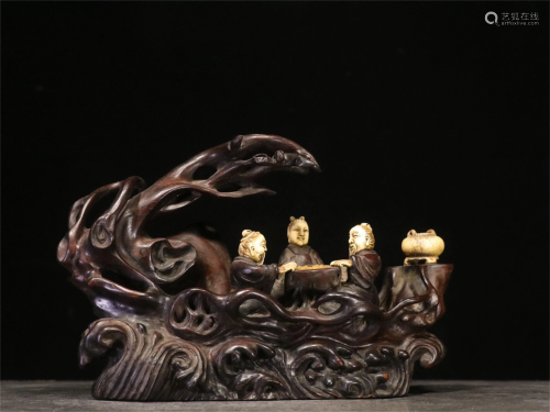 A Chinese Carved Hardwood Decoration