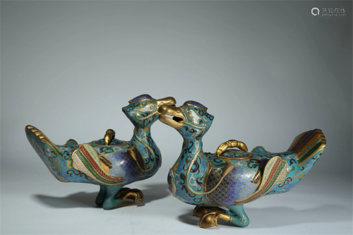 A Pair of Chinese Cloisonne Incense Burners