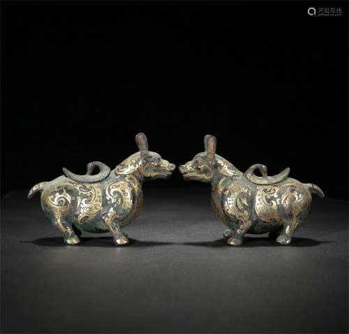 A Pair of Chinese Bronze Decorations