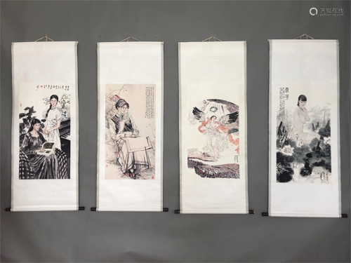 A Set of Chinese Scroll Paintings of Figures