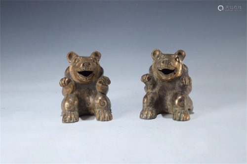 A Pair of Chinese Bronze Decorations