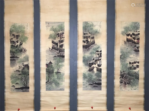 A Set of Chinese Scroll Paintings of Landscape