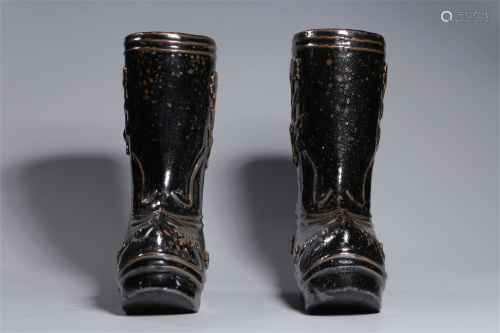 A Pair of Chinese Porcelain Boots