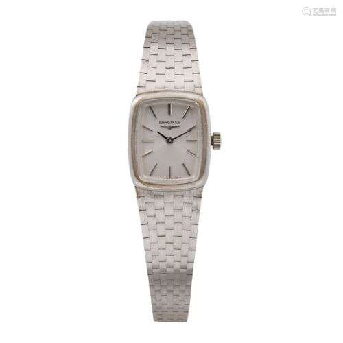 LONGINES MONTRE BRACELET EN OR BLANC - Vers 1970