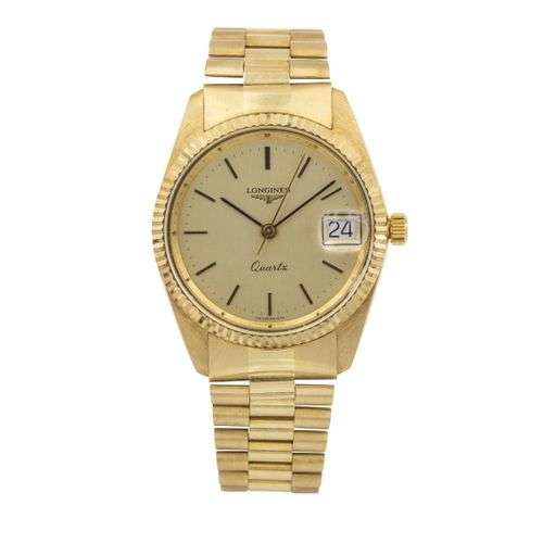 LONGINES DATEJUST QUARTZ EN OR JAUNE - Vers 1980