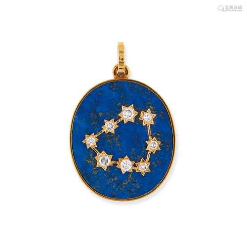 PENDENTIF EN OR, LAPIS-LAZULI ET DIAMANTS, ANNÉES 1970