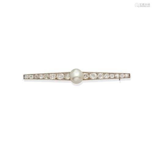 BROCHE EN PLATINE, PERLE FINE ET DIAMANTS, SIGNÉE MELLERIO, ...