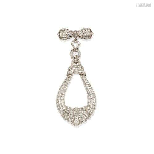 BROCHE/ PENDENTIF EN OR ET DIAMANTS, XXe SIÈCLE