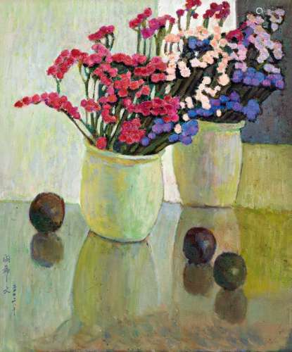 闵希文（b.1918） 2002年作 花卉 布面 油画