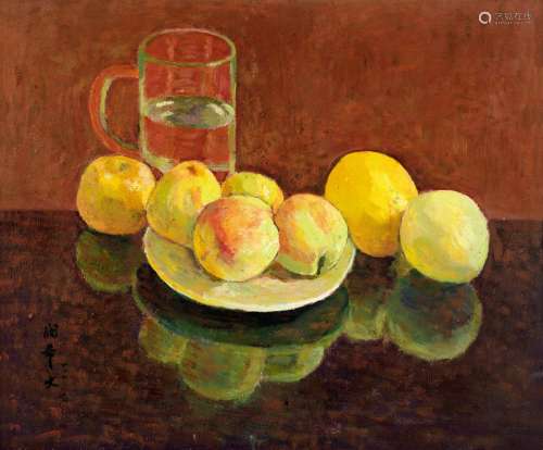 闵希文（b.1918） 2002年作 水果 布面 油画