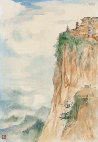 关良（1900～1986） 峨眉金顶 纸本 水彩