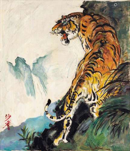 沙耆（1914～2005） 虎啸图 布面 油画