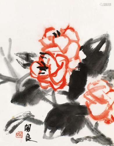 关良（1900～1986） 花 纸本 彩墨