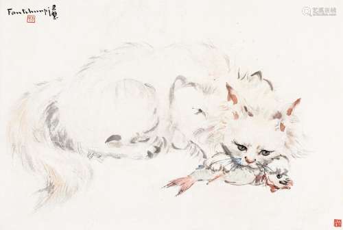 方君璧（1898～1986） 猫 纸本 彩墨