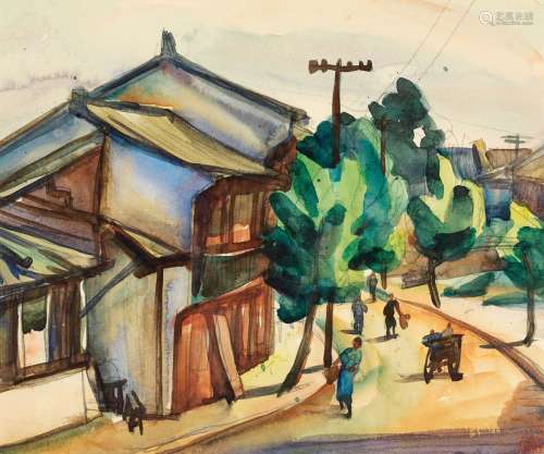 倪贻德（1901～1970） 街头之二 纸本 水彩